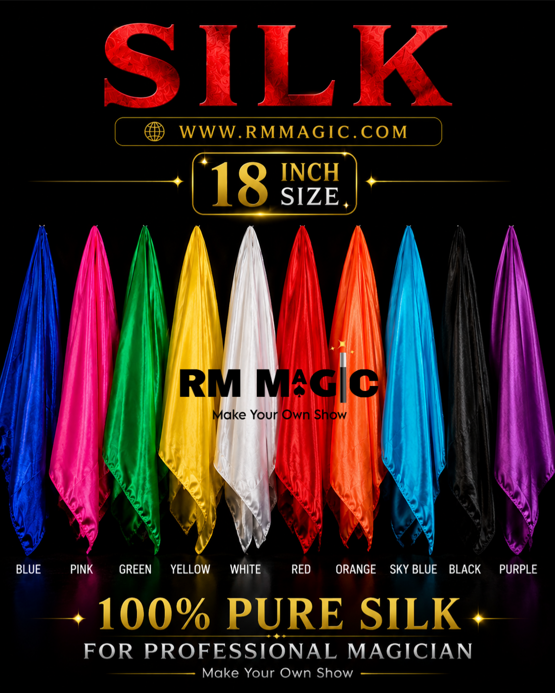 High Quality 100% Pure SILK 18 inch By RM MAGIC