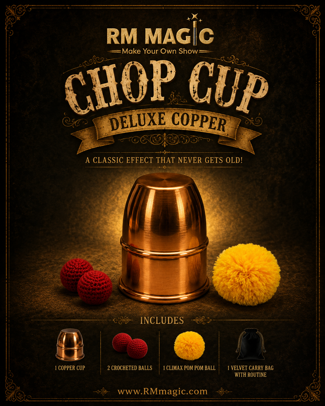 Chop Cup – Deluxe Copper | Professional Magic Trick Prop by RM MAGIC